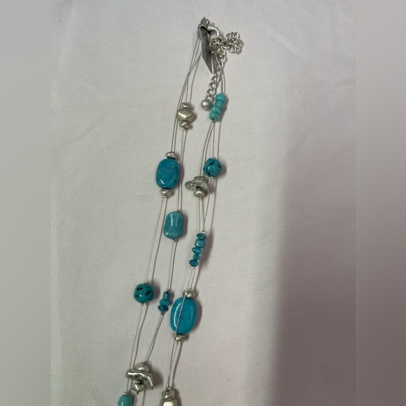 NWT! Chicos Turquoise and silver long necklace - Picture 6 of 8
